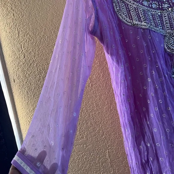 Purple Embellished Indian sequined design Dress with sparkles all over - Picture 5 of 6